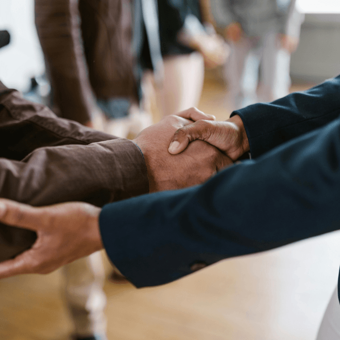 Poignée de main scellant un partenariat de financement gouvernemental
