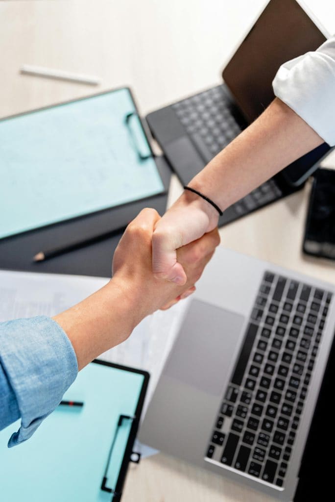 Handshake between founder and investor
